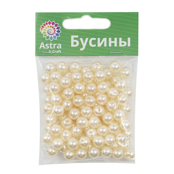 Бусины пластик (жемчуг) ⌀8 мм, 25 г, Astra&Craft, 003 NL телесный