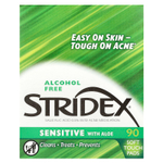 Stridex, Sensitive с алоэ, без спирта, 90 мягких салфеток