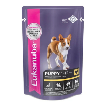 Пауч Eukanuba Puppy All Breed для щенков всех пород, с курицей в соусе