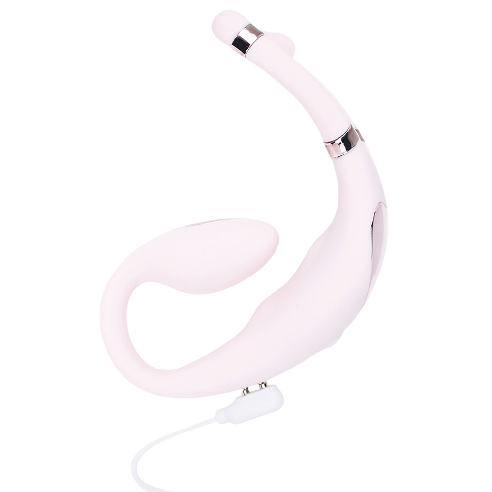 Розовый носимый двойной вибратор для стимуляции клитора и точки G Adrien Lastic Venus Double Vibrator Pink