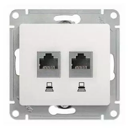 РОЗЕТКА двойная RJ45+RJ45, кат.5E, механизм, БЕЛЫЙ  GSL000185