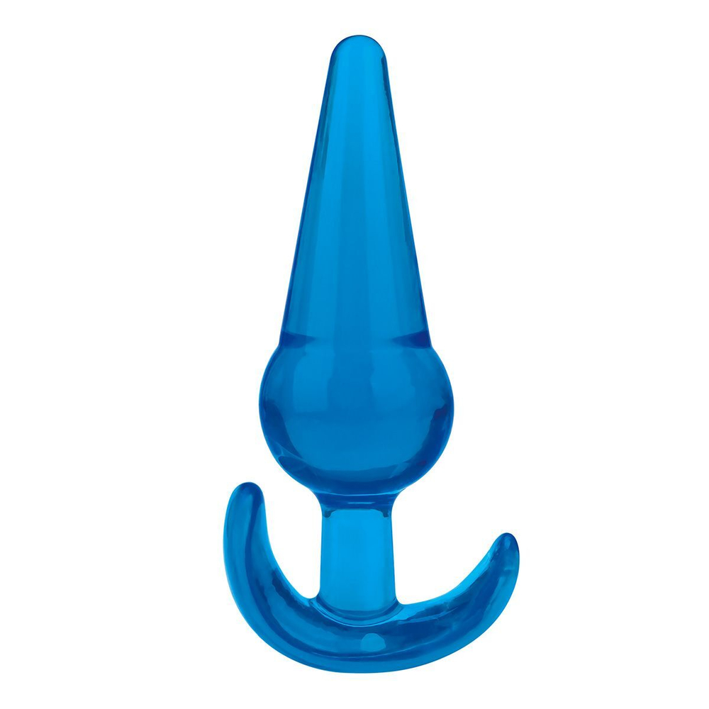 Голубая анальная пробка конической формы Medium Tapered Butt Plug - 12,7 см. (Цвет: голубой)