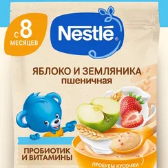 Каша молочная Nestle Пшеничная земляника яблоко 200г