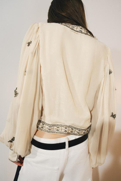 ZARA БЛУЗА С ВЫШИВКОЙ И БУСИНАМИ — ZW COLLECTION, ЭКРЮ