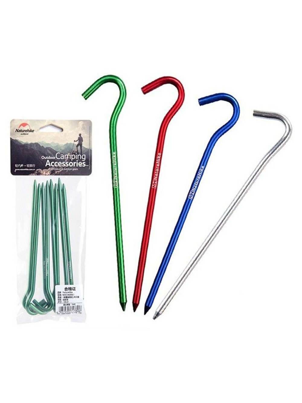 Колышки для палатки Naturehike NH15A008-I алюминиевые (8 шт.) 18 см, красный, 6927595717806-R