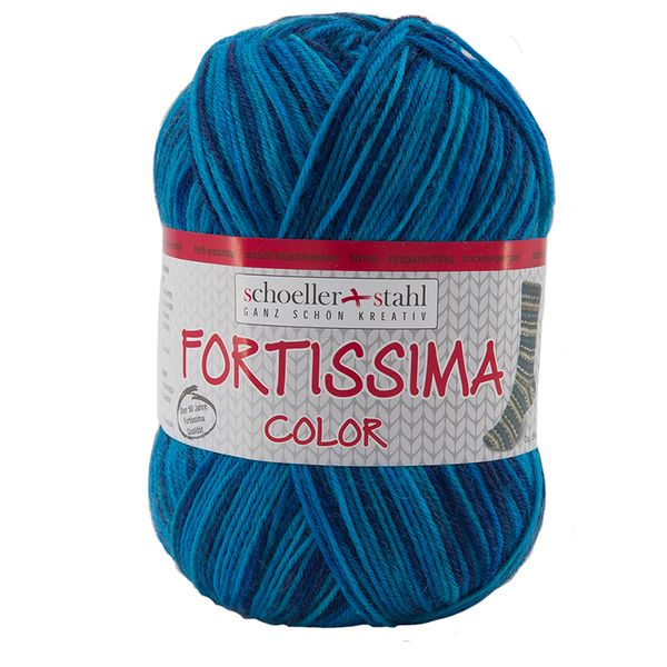 Пряжа Austermann (Аустерманн) Fortissima Socka 4-fach color / уп.5 мот. по 100 г, 420м, лагуна