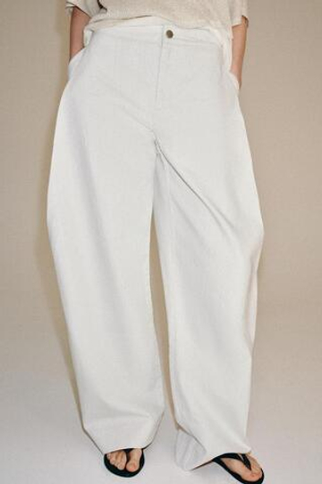 ZARA ШИРОКИЕ БРЮКИ — ZW COLLECTION, ЭКРЮ