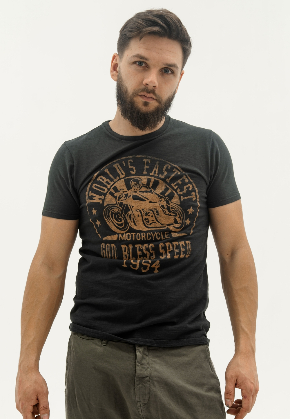 Футболка Bowery NYC "God Bless Speed" Slub Pirate Black