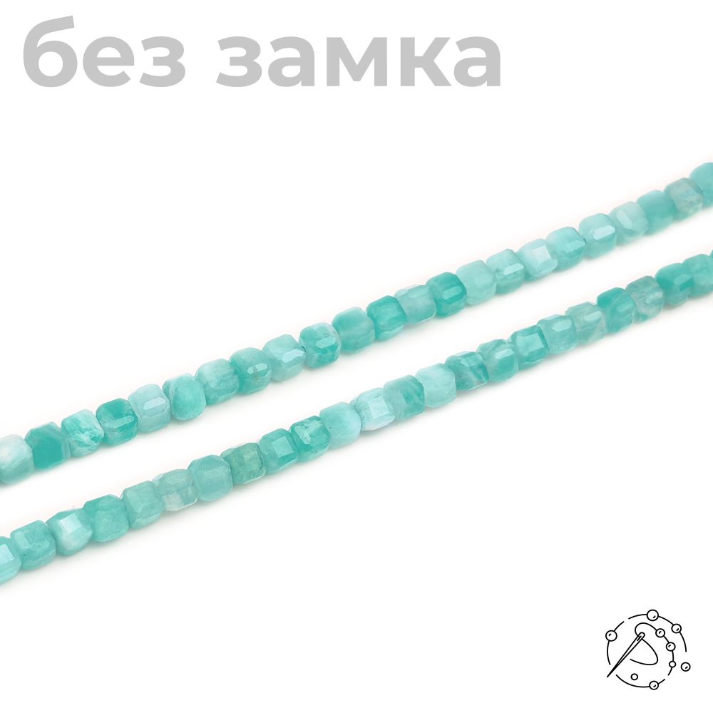 Нить из бусин Амазонит, 3 мм, куб с огранкой