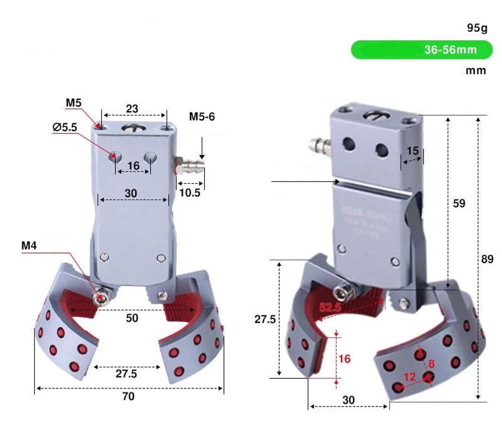 GHPR-40BS side air intake (clamping range: 36-56mm) with detection
