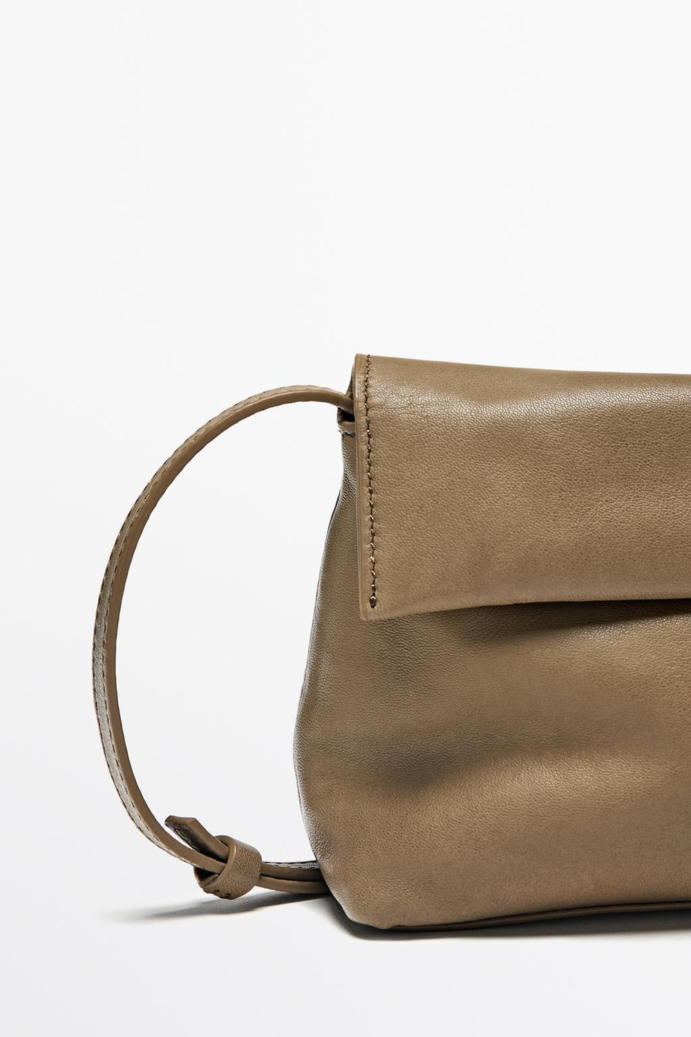 Massimo Dutti Сумка через плечо из кожи наппа, серо-коричневый