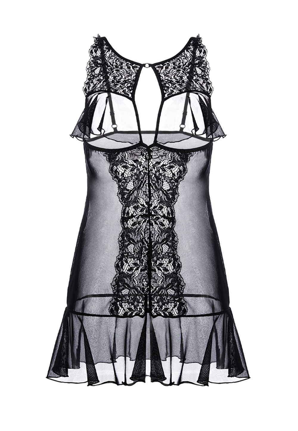Комбинация Erolanta Lingerie Collection с открытой грудью черная 50-52