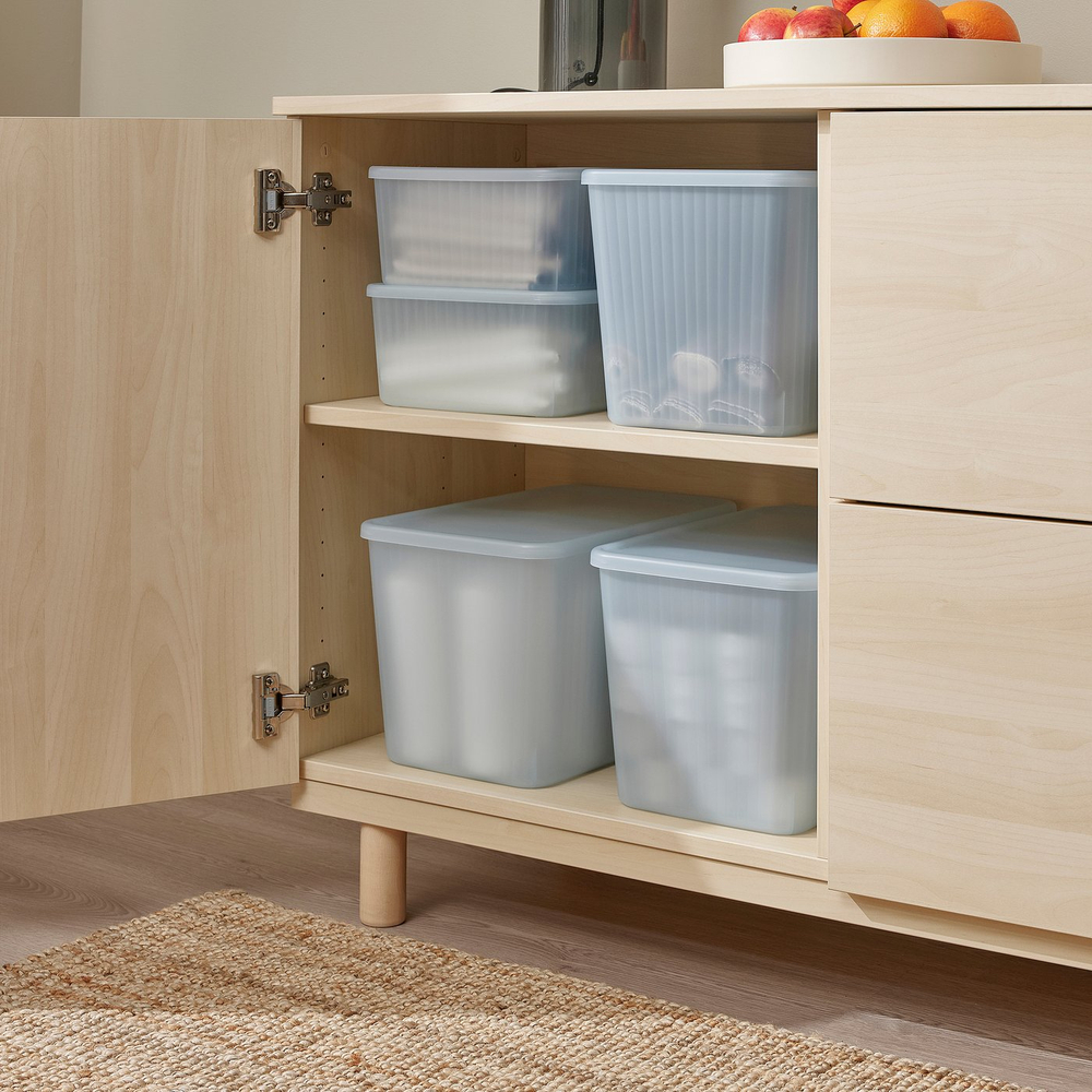 IKEA RYKTA  (ИКЕА РИКТА)  -  Контейнер с крышкой - прозрачный серо-голубой 24x36x23 см/14.5 л