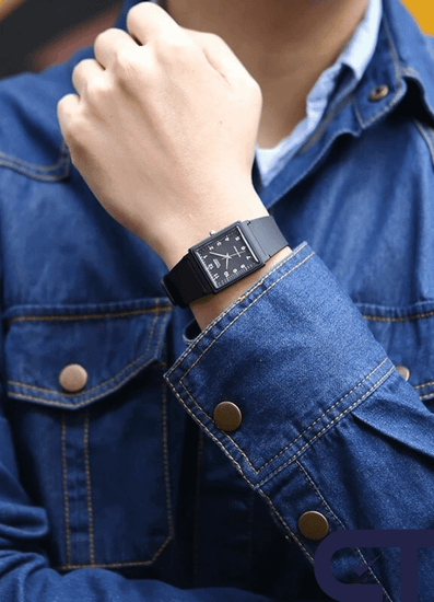 CASIO MQ-27-1B — классические аналоговые часы с чёрным циферблатом