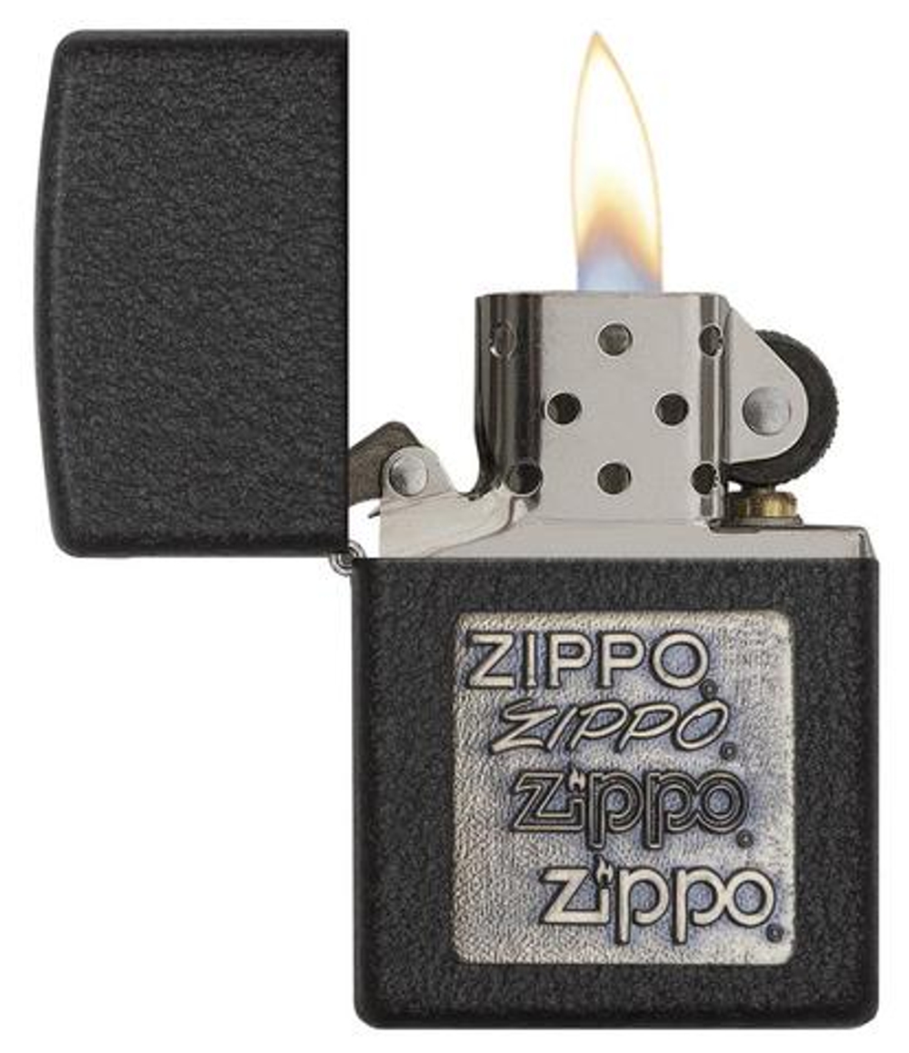 Зажигалка Zippo с покрытием Black Crackle, латунь/сталь, чёрная, матовая, 36x12x56 мм