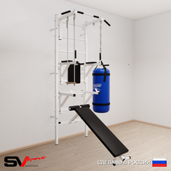 Шведская стенка Sv Sport усиленная 6932 (Турник стандарт/Брусья/Стойка/Скамья/Трапеция/Цепь/Мешок 22кг)