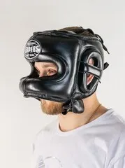 Шлем боксерский LEADERS LS FULL LEATHER с бамперной защитой BK ( кожа, черный)