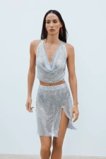 Стразовая юбка Glass Midi Skirt