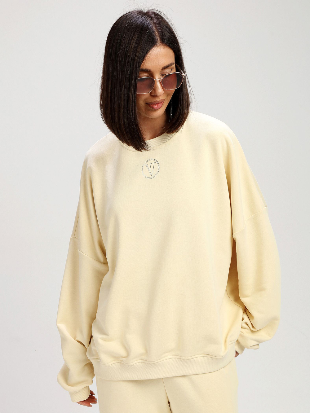 Костюм oversize в стиле спорт шик, 713.9059.91.01, цвет топленое молоко
