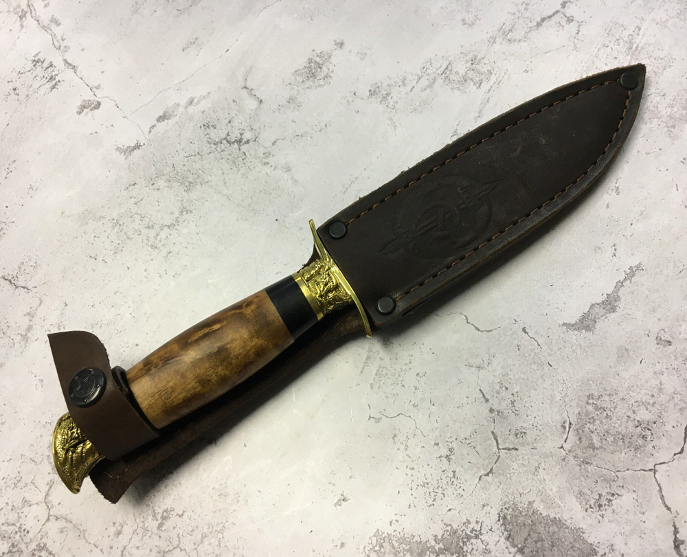 Финка НКВД со звездой, кованая сталь 95х18, карельская береза