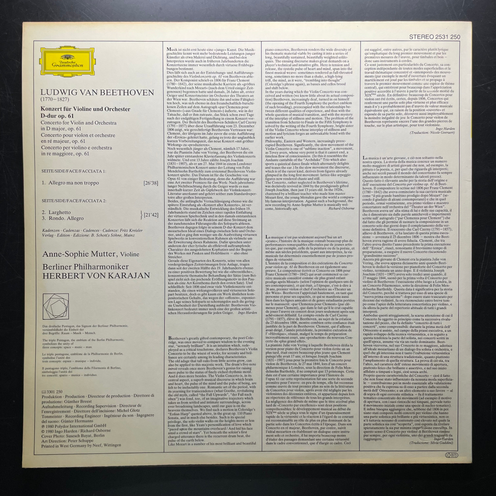 Бетховен - Концерт для скрипки с оркестром (Германия 1980г.)