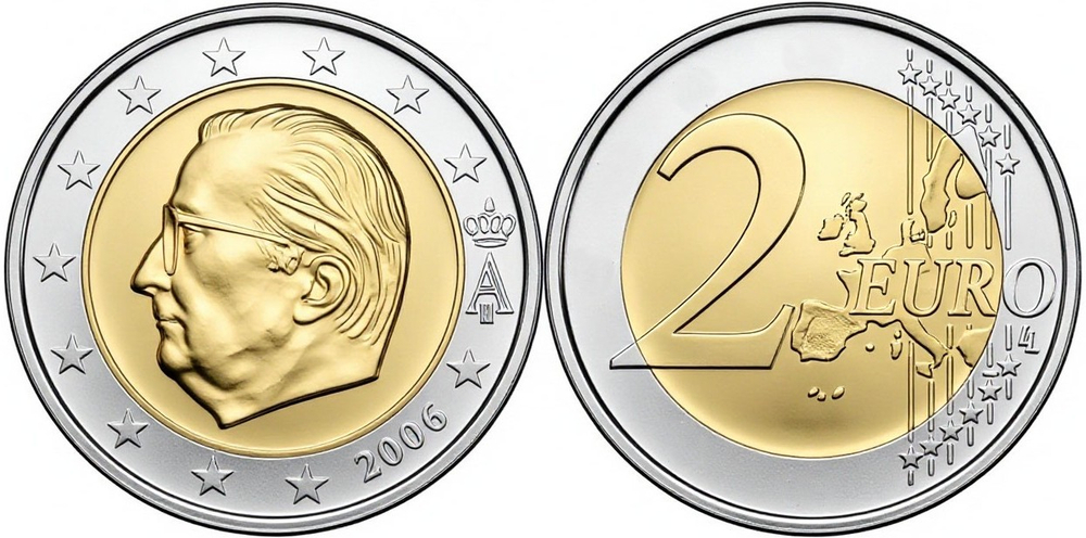 Бельгия 2 евро, 2006 Король Альберт II XF
