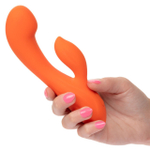 Оранжевый вибромассажер Stella Liquid Silicone Dual “G” - 17,75 см. (Цвет: оранжевый)