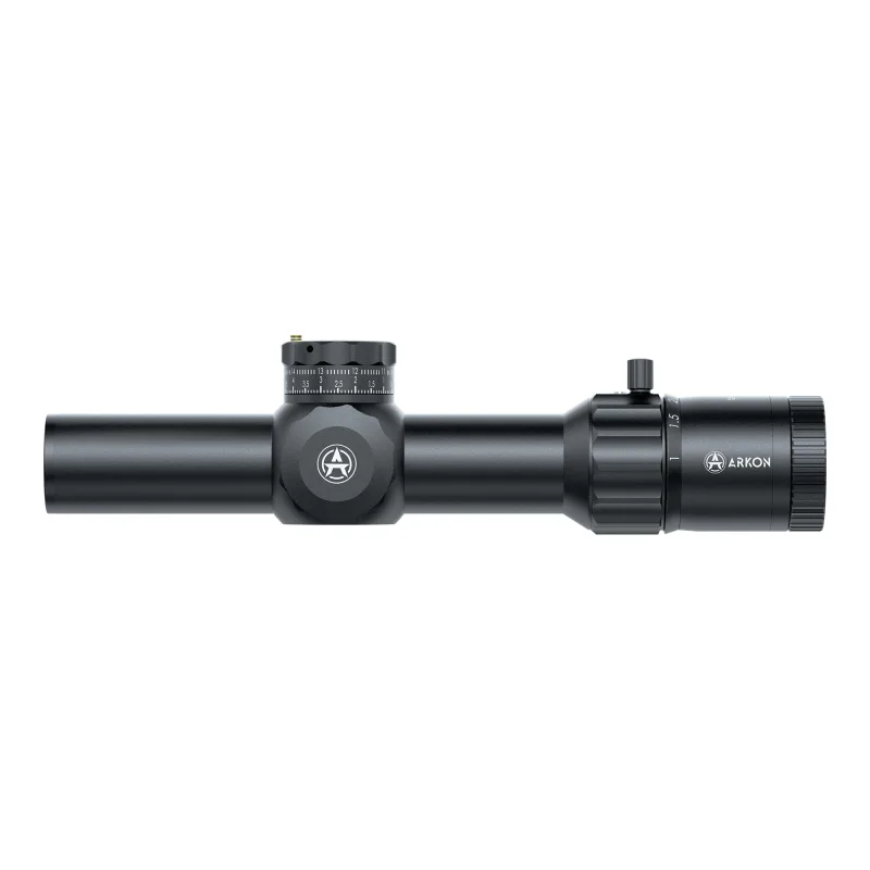 Оптический прицел ARKON Model A 1-10х28 - вид сбоку, логотип на корпусе