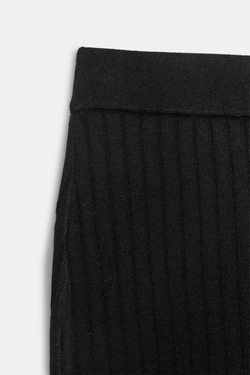 ZARA ТРИКОТАЖНАЯ ЮБКА МИДИ В РУБЧИК, ЧЕРНЫЙ