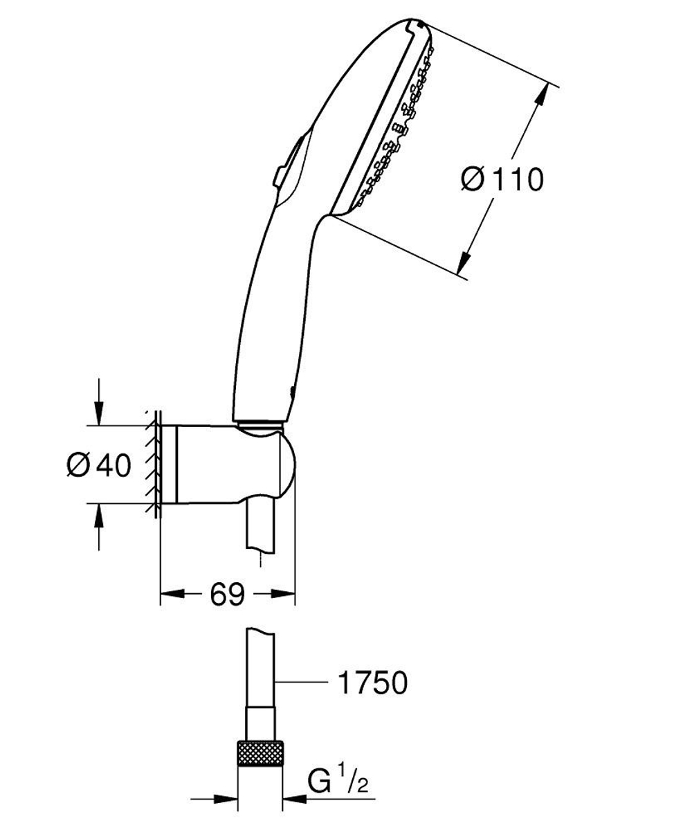 Душевой набор GROHE Vitalio Start Clova 110 с 3 струями (26965000)