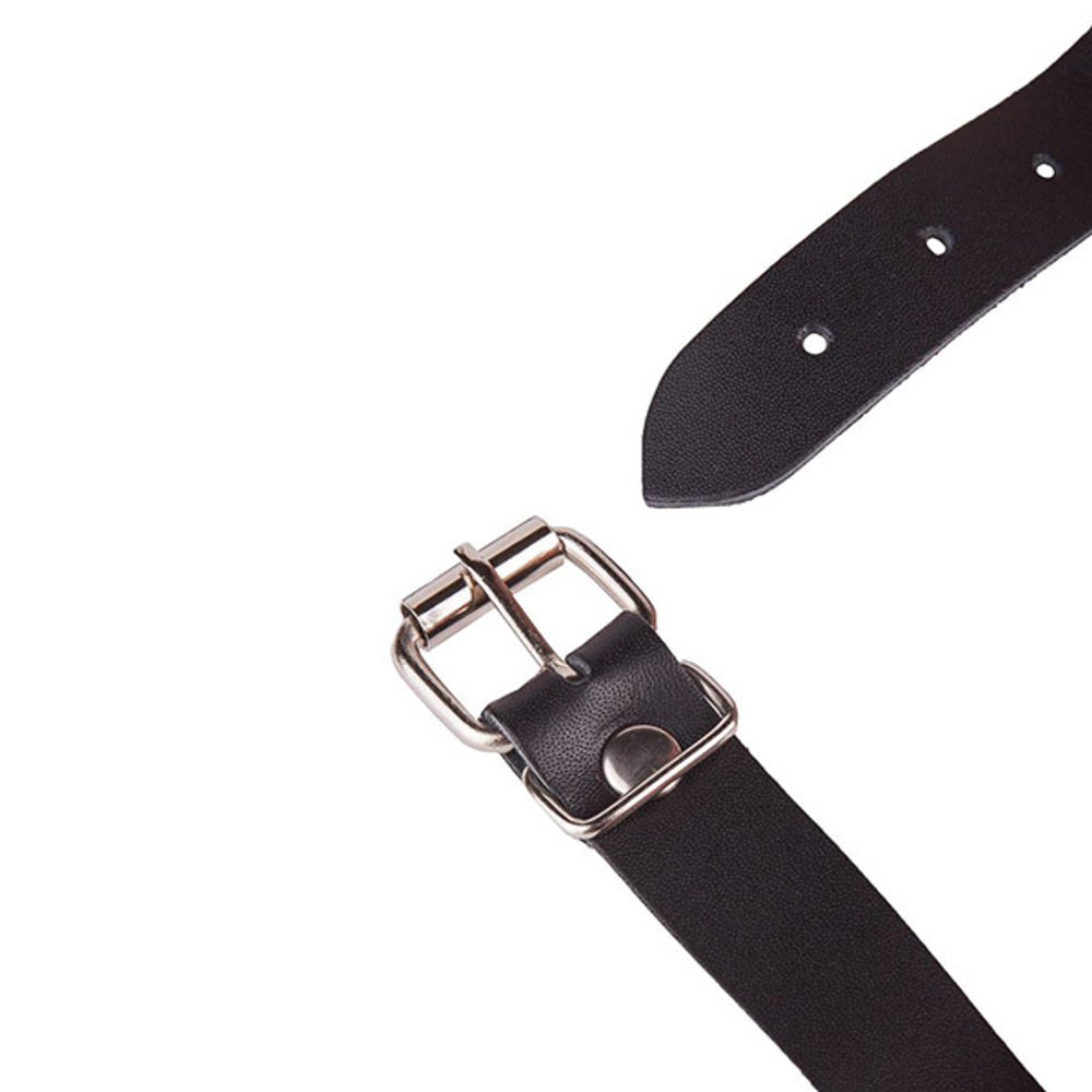 Чёрный кляп-шар 4,5см на кожаных ремешках с пряжкой Sitabella BDSM Accessories 3006-1