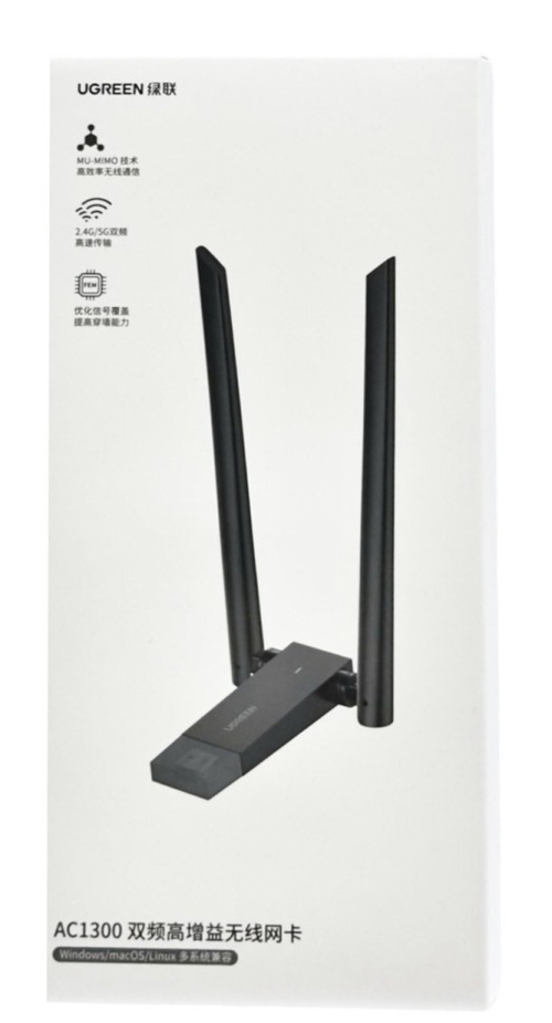 USB-адаптер беспроводной Ugreen AC1300 с антенной черный