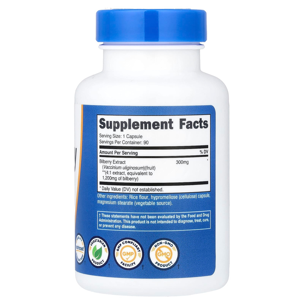 Nutricost, черника, 90 капсул (300 мг в 1 капсуле)