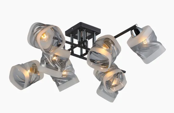Люстра потолочная Rilon 74333/8 CHROME+GRAY, 8×40 Вт, серая и хромированная