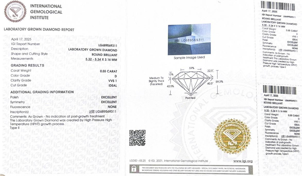 Серебряное колье с ограненным синтетическим алмазом 5.0 мм