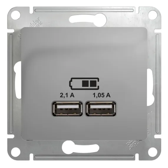 Розетка с USB A+A Systeme Electric Glossa Алюминий GSL000333