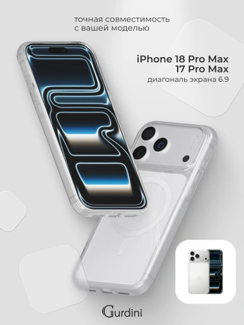 Чехол противоударный для iPhone 17 Pro Max / 18 Pro Max 6.9" Gurdini Clarity Case TPU White