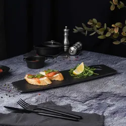 Блюдо прямоугольное 42,5*13 см h1,4 см для закусок Black Raw Stellar P.L. [1]