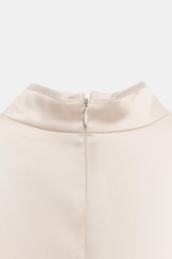 ZARA АТЛАСНОЕ МИНИ-ПЛАТЬЕ С РАЗРЕЗОМ, КОСТЯНОЙ
