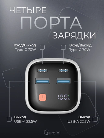 Внешний аккумулятор Gurdini Cube Power 70W GBP-07B 20000 mAh белый