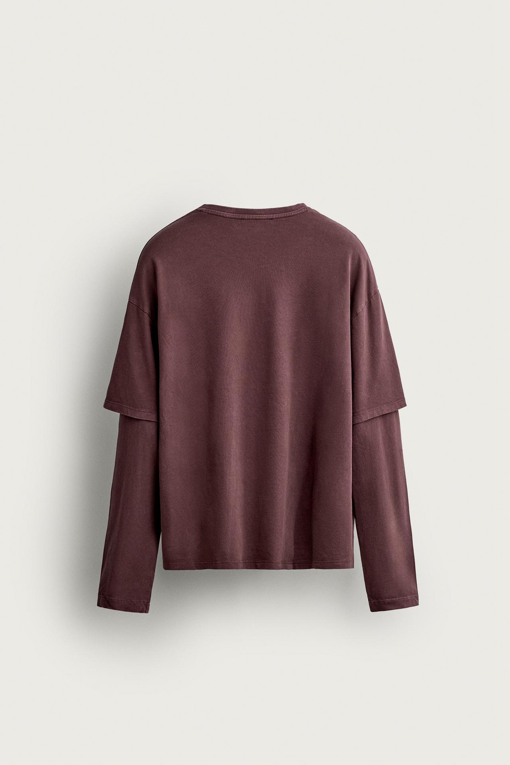 ZARA ФУТБОЛКА С ЭФФЕКТОМ МНОГОСЛОЙНОСТИ, БОРДОВЫЙ
