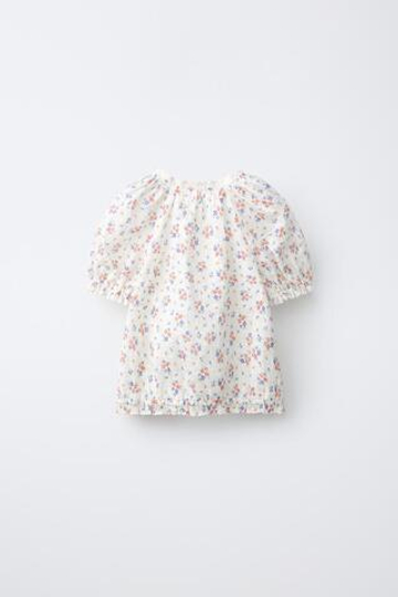 ZARA БЛУЗА С КРУЖЕВОМ, ЭКРЮ/КРАСНЫЙ