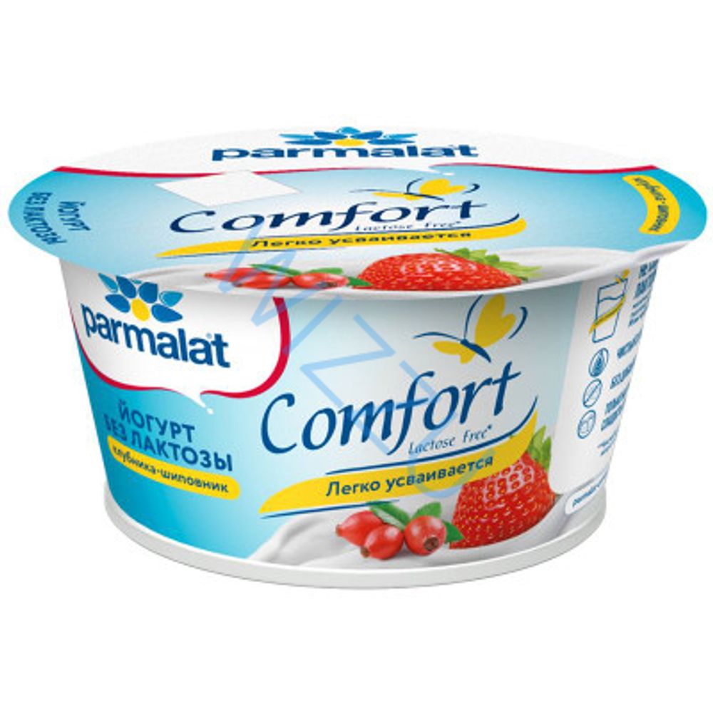 Йогурт густой Parmalat Comfort клубника-шиповник б/лакт. 3% 8х130г Cup