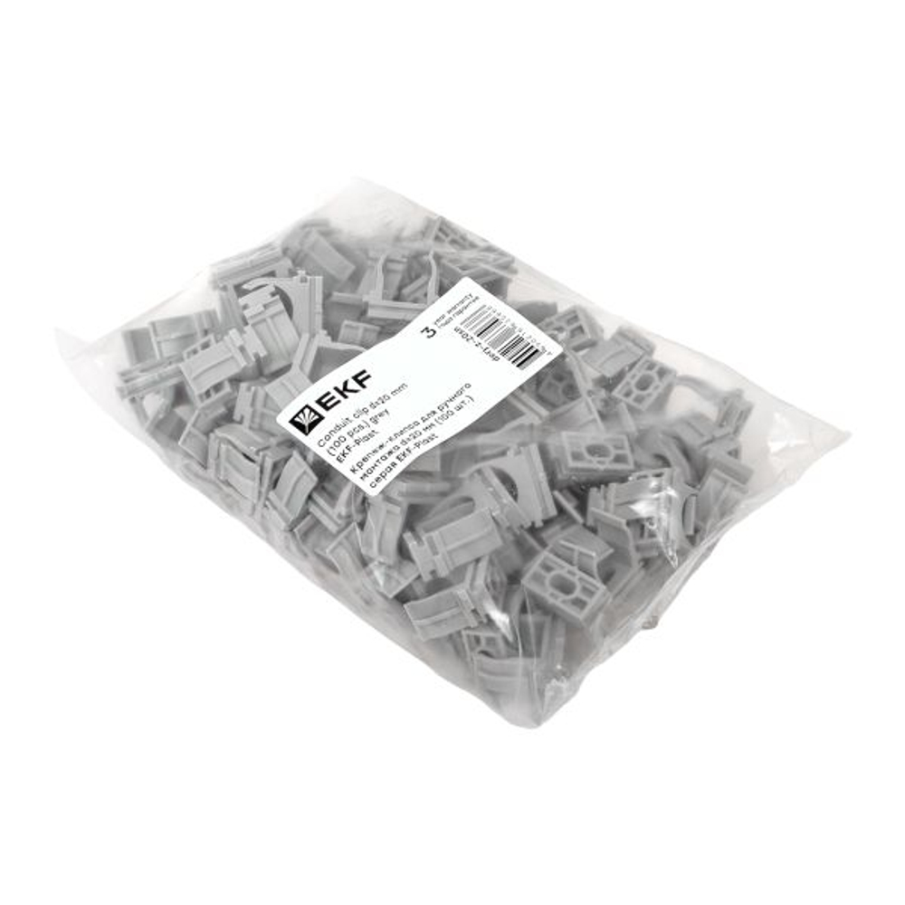 Крепеж-клипса для ручного монтажа d20 мм (100 шт) серая EKF-Plast (100.00 шт.)
