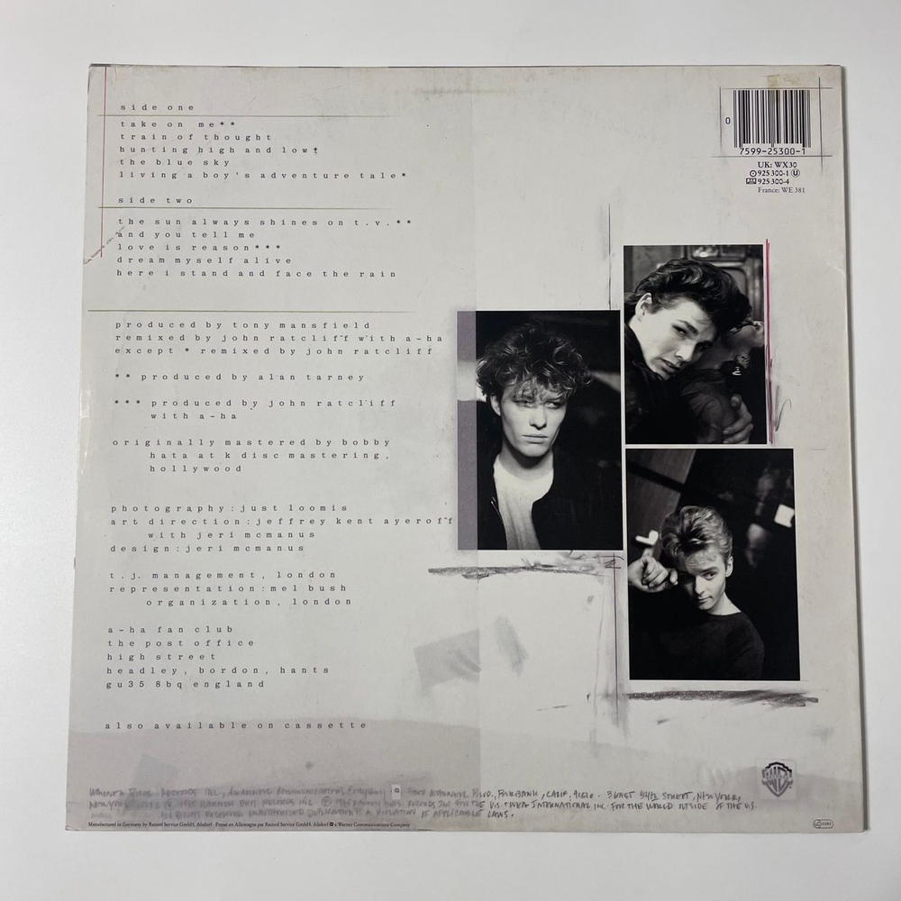 Винтажная виниловая пластинка LP A Ha Hunting High And Low (Германия 1985) Take On Me