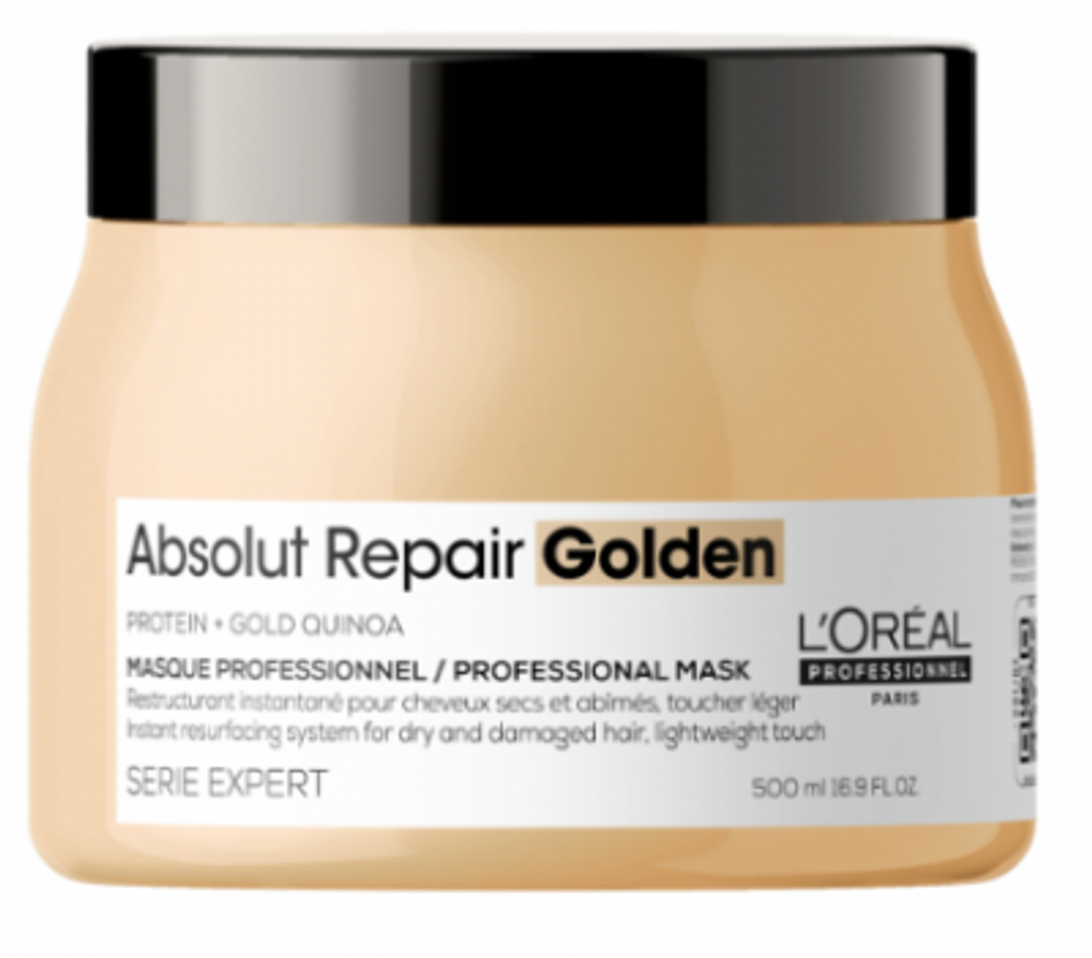 Маска с золотой текстурой для восстановления поврежденных волос L`oreal Professionnel Serie Expert Absolut Repair Masque Golden 500 мл