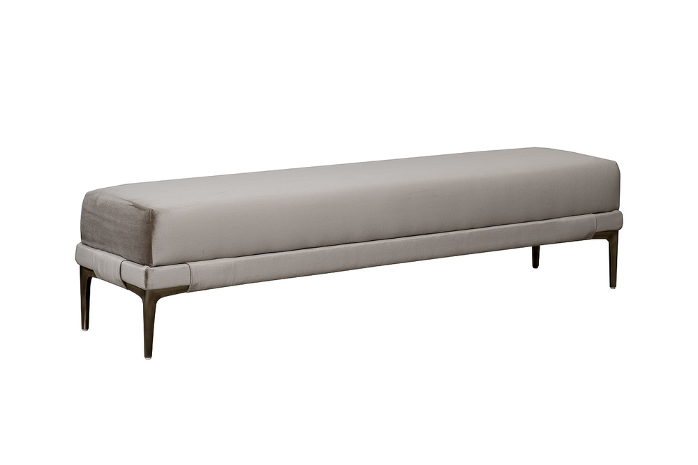 Банкетка велюровая Garda Decor Prima Velvet бежевая на металлическиx опораx