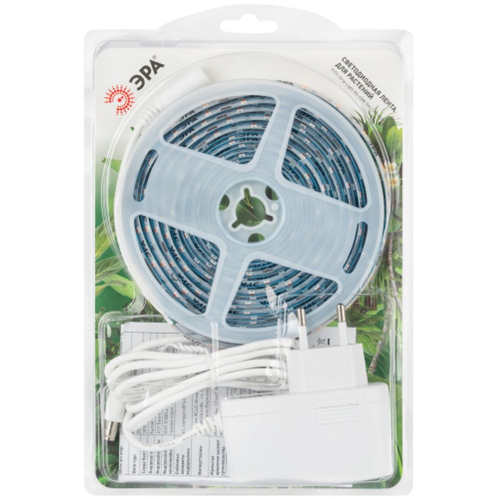 Светодиодная лента для растений ЭРА FITO-Strip Light-RB-45W-5m-12V-IP65 красно-синего спектра 5м IP65 с адаптером 12V | Светодиодные ленты для растений