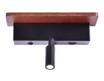 Настенный светодиодный светильник с выключателем, USB портом и полкой 6W+1W 4200K+3000K FW291 BK/DW черный/темное дерево LED 265*110*130 Wallers Wall Ambrella