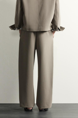 ZARA БРЮКИ RELAXED FIT СО СКЛАДКАМИ, РЫЖЕВАТО-КОРИЧНЕВЫЙ